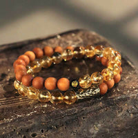 KarmaRipple's Citrine Sandalwood Bodhi Seed Protection Double Wrap Bracelet