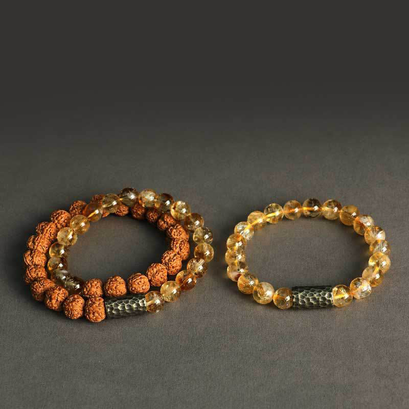 KarmaRipple's Citrine Sandalwood Bodhi Seed Protection Double Wrap Bracelet p14