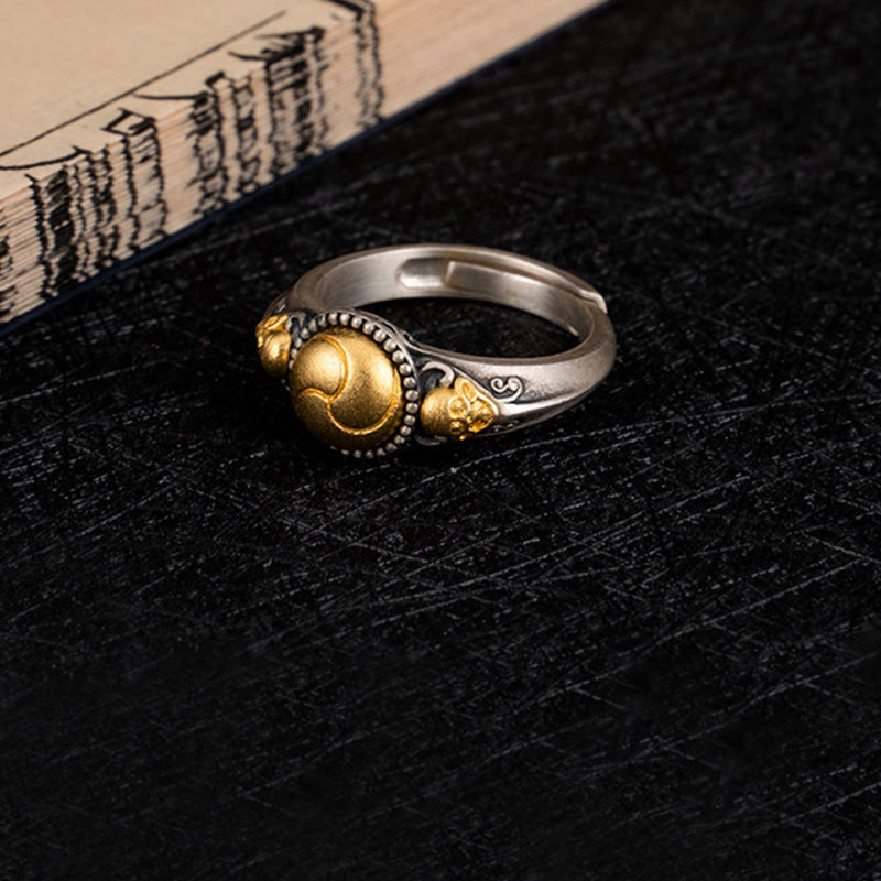 KarmaRipple's 925 Sterling Silver Plated Gold Skeleton Balance Adjustable Ring p9