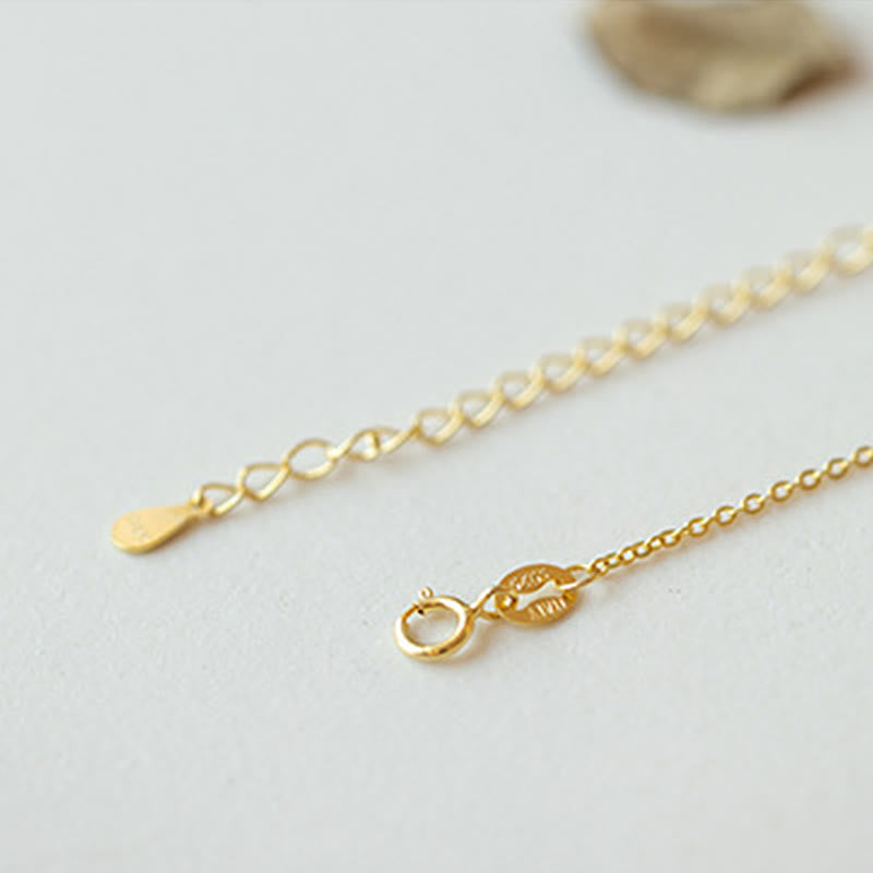 KarmaRipple's 925 Sterling Silver Plated Gold Hetian Jade Peace Buckle Pendant Necklace p3