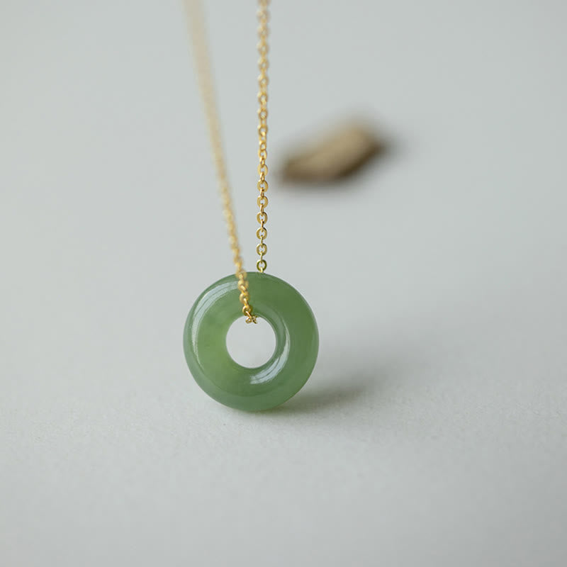 KarmaRipple's 925 Sterling Silver Plated Gold Hetian Jade Peace Buckle Pendant Necklace p13