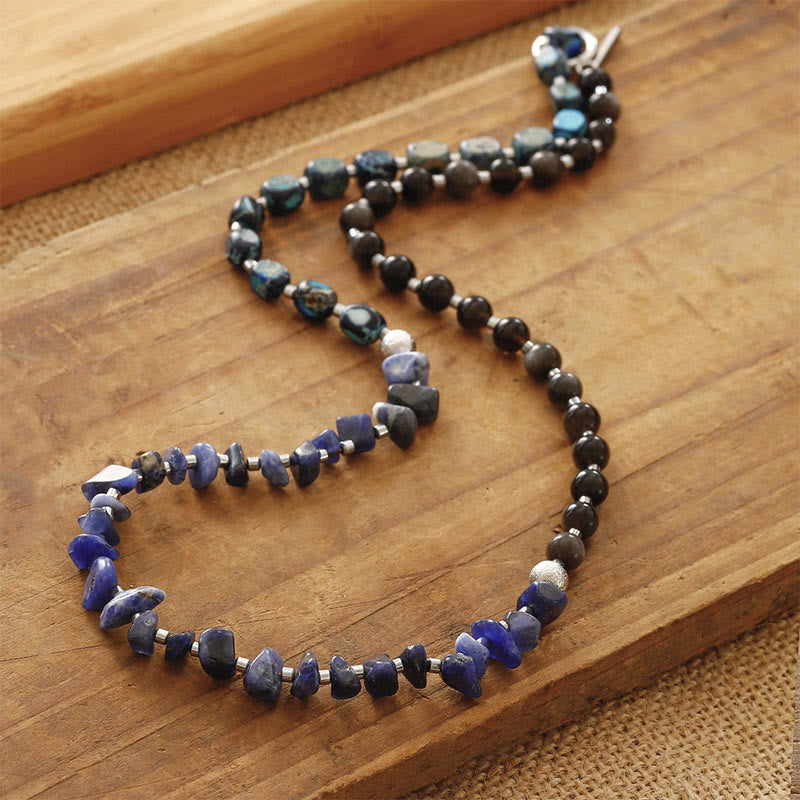 KarmaRipple's Emperor Stone Sodalite Gold Sheen Obsidian Balance Triple Wrap Bracelet p4