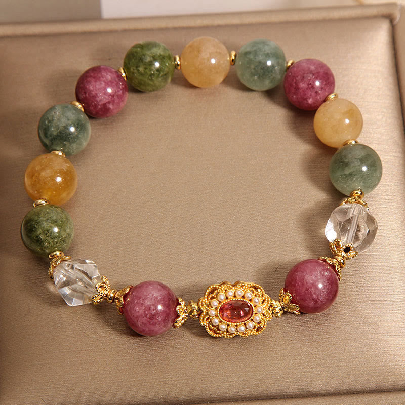 KarmaRipple's Tourmaline Pearl Pink Gemstone White?Crystal Wisdom Bracelet p6