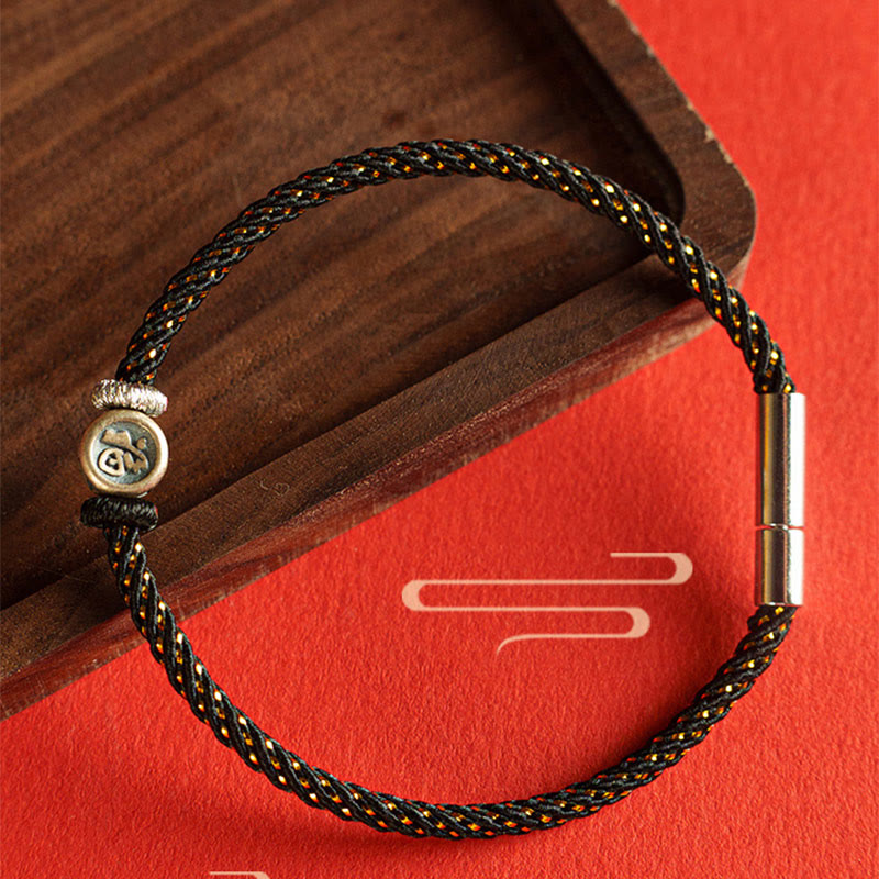 KarmaRipple's Woven String 925 Sterling Silver Fu Character Faith Bracelet p10