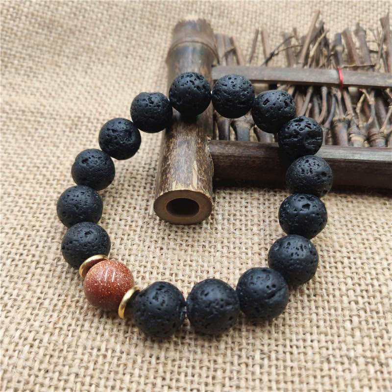 KarmaRipple's Lava Rock Goldstone Blue Sandstone Balancing Bracelet p22