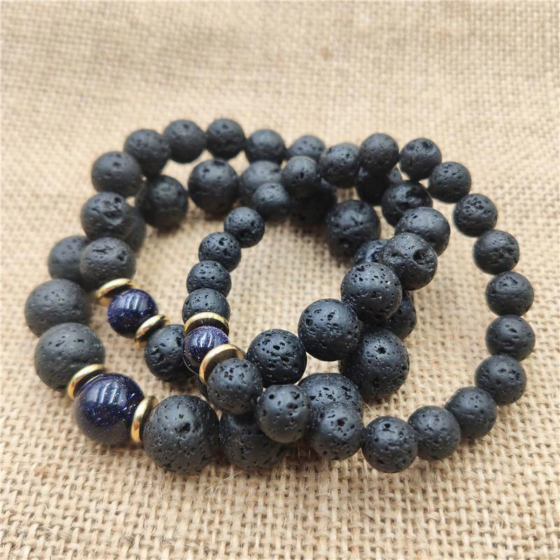 KarmaRipple's Lava Rock Goldstone Blue Sandstone Balancing Bracelet p7