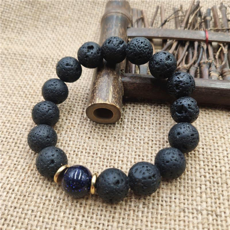 KarmaRipple's Lava Rock Goldstone Blue Sandstone Balancing Bracelet p19