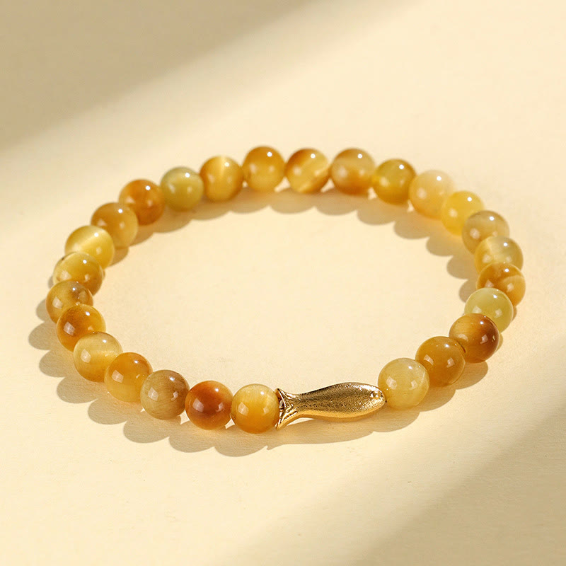 KarmaRipple's Tiger Eye Fu Character Bamboo Koi Fish Lotus Om Mani Padme Hum Protection Bracelet p3