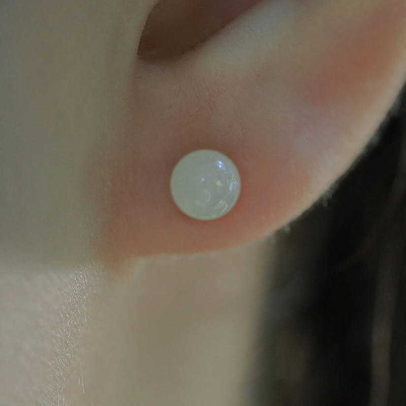 KarmaRipple's Round Jade Beaded Fortune Stud Earrings p7