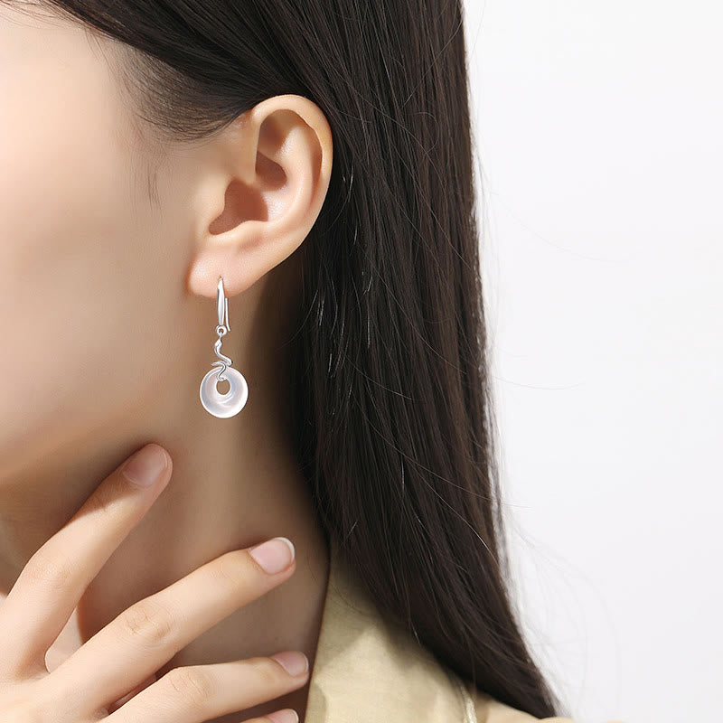 KarmaRipple's 925 Sterling Silver Chalcedony Peace Buckle Year Of The Snake Balance Earrings p9