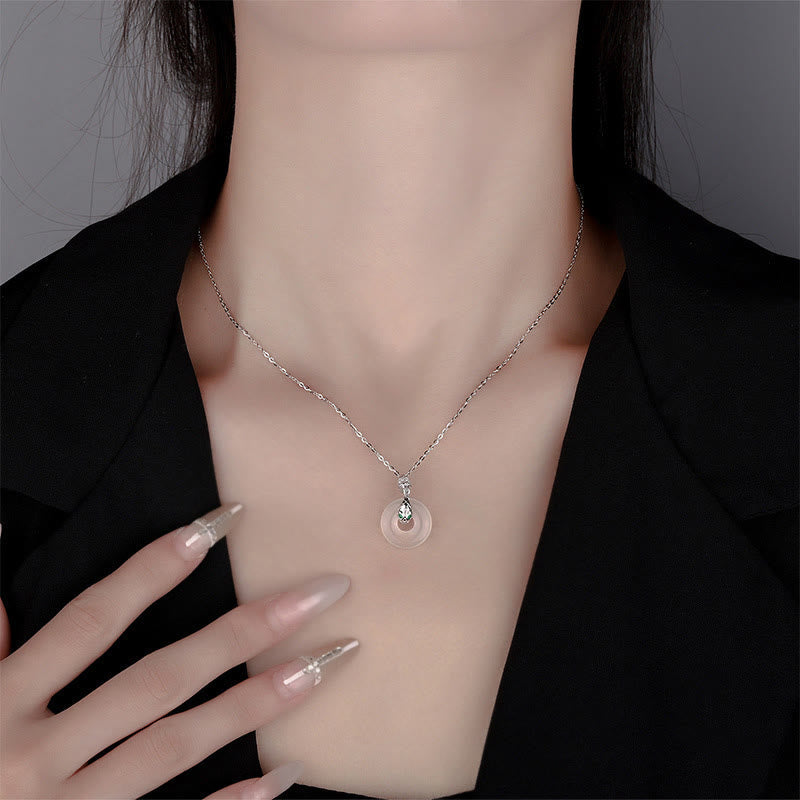 KarmaRipple's 999 Sterling Silver Chalcedony Peace Buckle Year Of The Snake Balancing Pendant Necklace p7