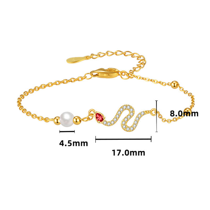 KarmaRipple's 925 Sterling Silver Pearl Year Of The Snake Blessing Bracelet p12