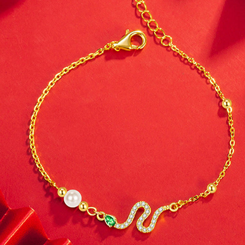 KarmaRipple's 925 Sterling Silver Pearl Year Of The Snake Blessing Bracelet p14