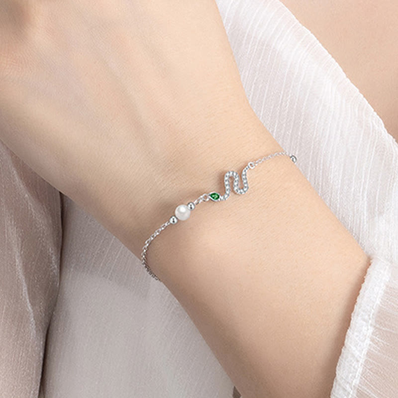 KarmaRipple's 925 Sterling Silver Pearl Year Of The Snake Blessing Bracelet p11