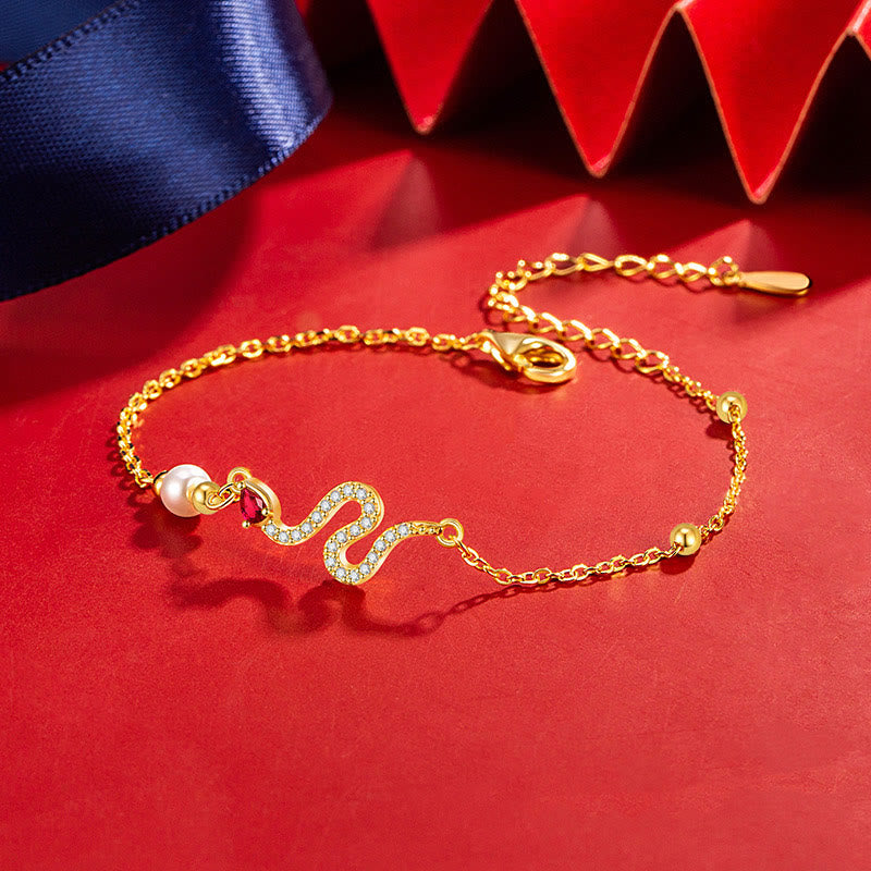 KarmaRipple's 925 Sterling Silver Pearl Year Of The Snake Blessing Bracelet p13