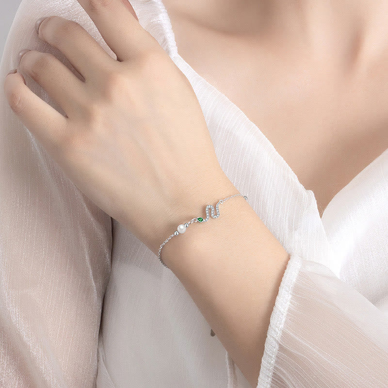 KarmaRipple's 925 Sterling Silver Pearl Year Of The Snake Blessing Bracelet p10