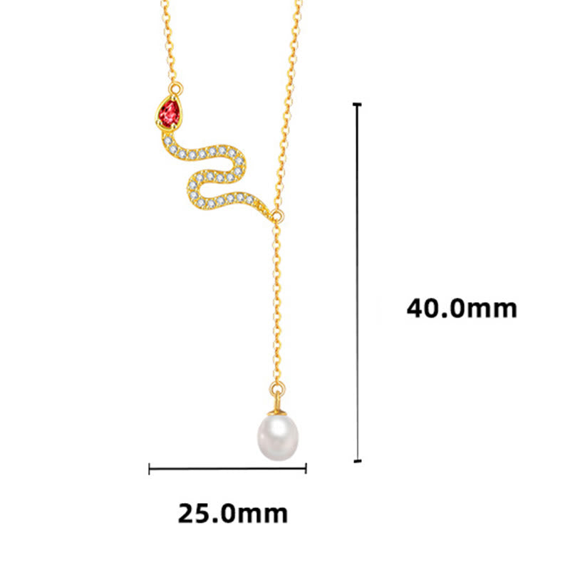 KarmaRipple's 925 Sterling Silver Pearl Year Of The Snake Blessing Pendant Necklace p9