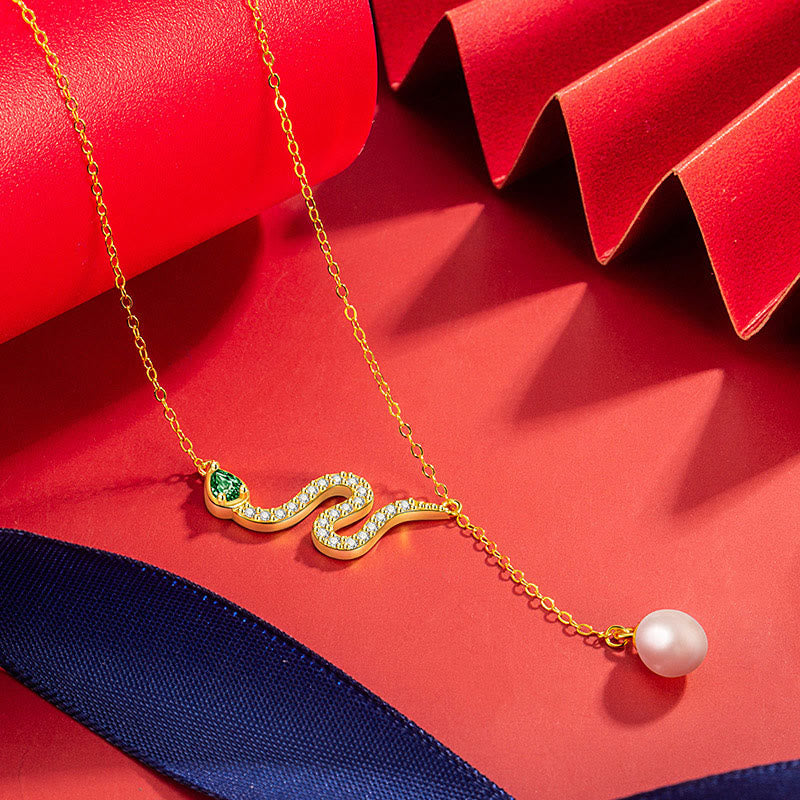 KarmaRipple's 925 Sterling Silver Pearl Year Of The Snake Blessing Pendant Necklace p10