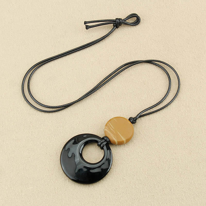 KarmaRipple's Black Obsidian Liuli Picture Stone Bronze Fulfilment Pendant Necklace p1