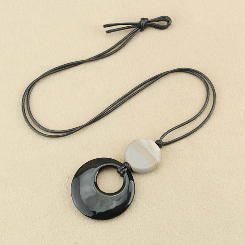 KarmaRipple's Black Obsidian Liuli Picture Stone Bronze Fulfilment Pendant Necklace p2