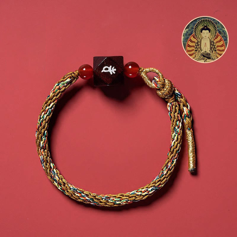 KarmaRipple's Chinese Zodiac Natal Buddha Small Leaf Red Sandalwood Red String Protection Bracelet p6