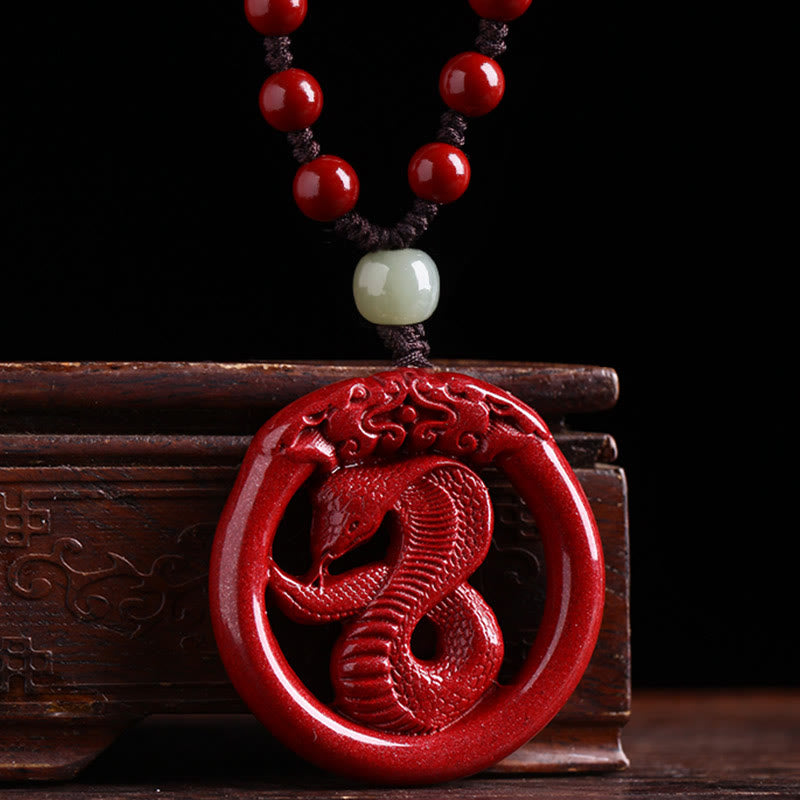 KarmaRipple's Chinese Zodiac Cinnabar Hetian Jade Peace Buckle Calm Pendant Necklace p2
