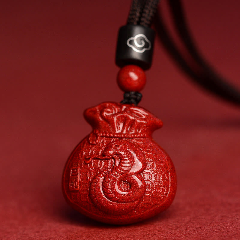 KarmaRipple's Chinese Zodiac Money Bag Shape Cinnabar Calm Pendant Necklace p22