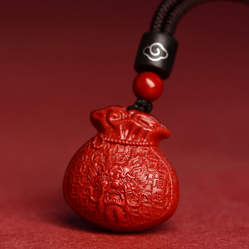 KarmaRipple's Chinese Zodiac Money Bag Shape Cinnabar Calm Pendant Necklace p27