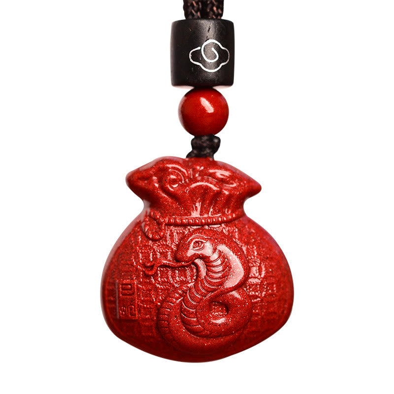 KarmaRipple's Chinese Zodiac Money Bag Shape Cinnabar Calm Pendant Necklace p14