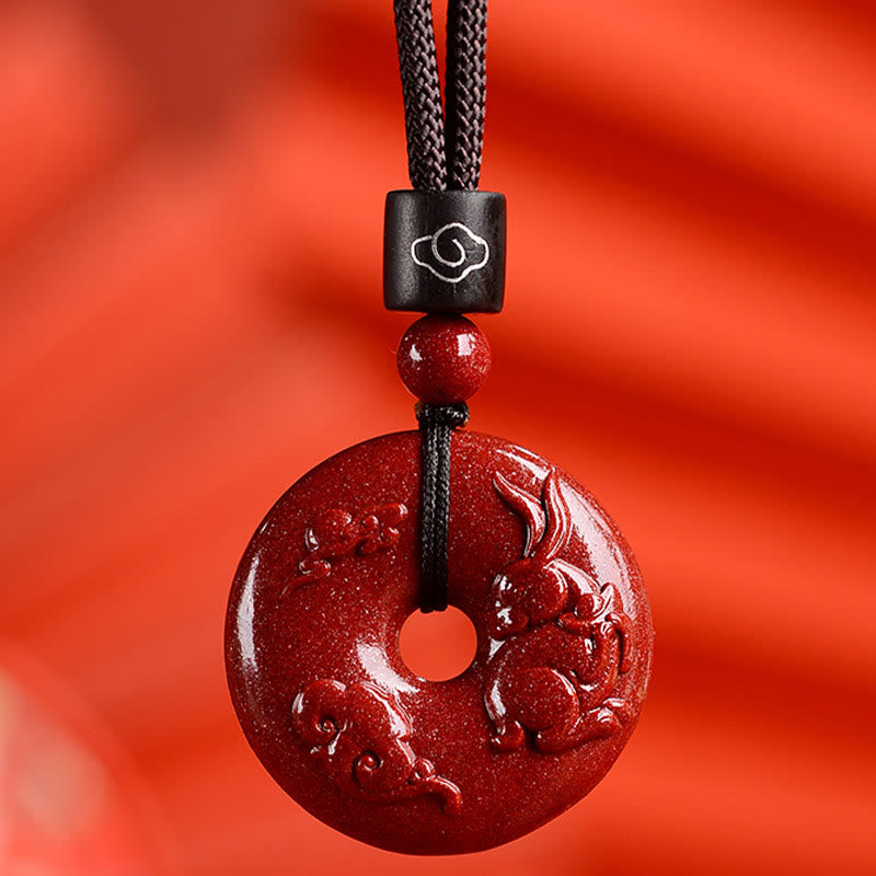 KarmaRipple's Chinese Zodiac Cinnabar Peace Buckle Calm Pendant Necklace p9