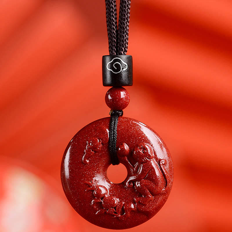 KarmaRipple's Chinese Zodiac Cinnabar Peace Buckle Calm Pendant Necklace p17