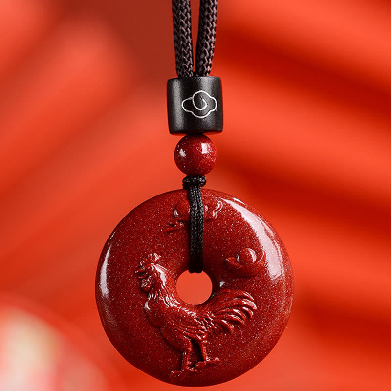 KarmaRipple's Chinese Zodiac Cinnabar Peace Buckle Calm Pendant Necklace p19