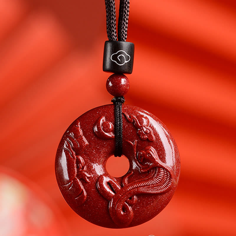 KarmaRipple's Chinese Zodiac Cinnabar Peace Buckle Calm Pendant Necklace p43