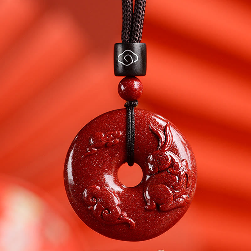 KarmaRipple's Chinese Zodiac Cinnabar Peace Buckle Calm Pendant Necklace p10
