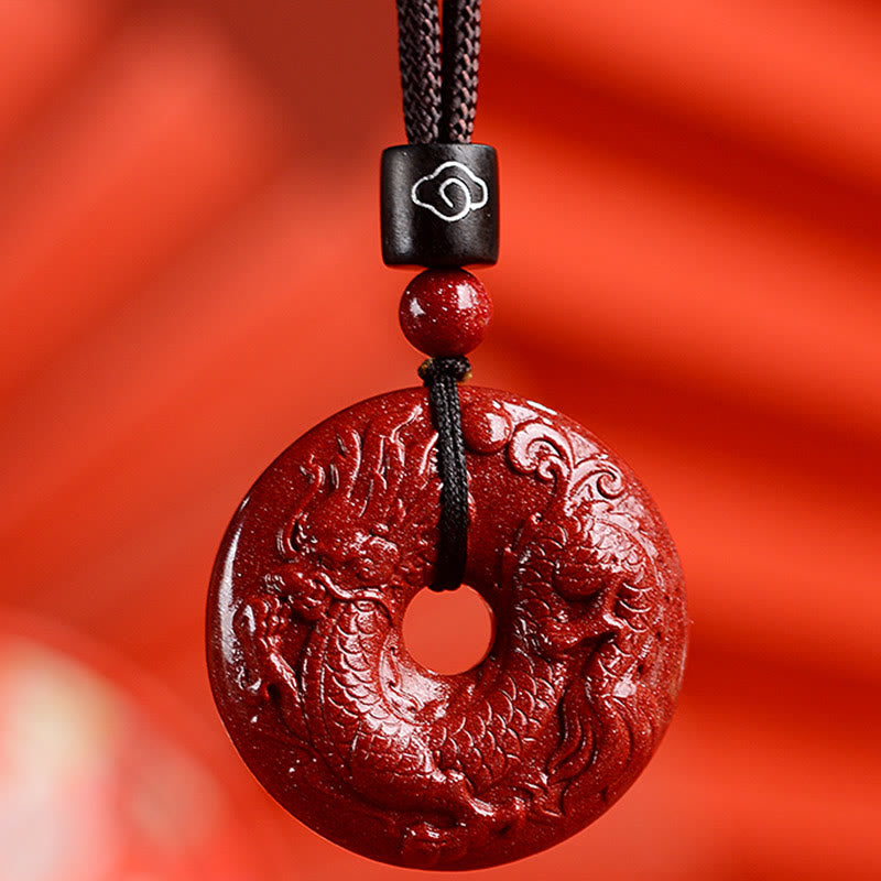 KarmaRipple's Chinese Zodiac Cinnabar Peace Buckle Calm Pendant Necklace p53