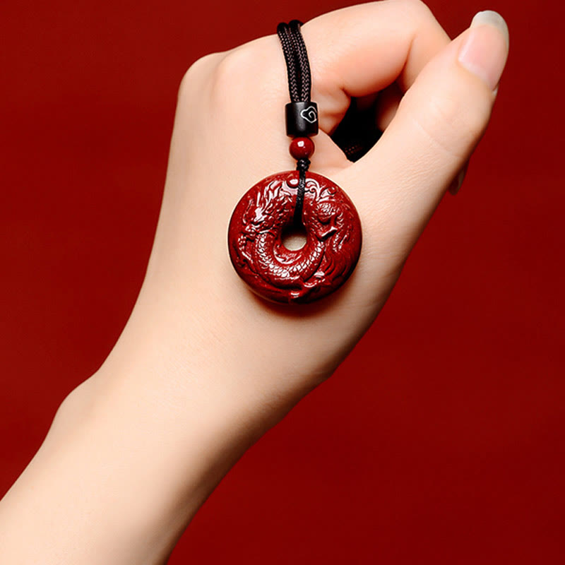 KarmaRipple's Chinese Zodiac Cinnabar Peace Buckle Calm Pendant Necklace p37