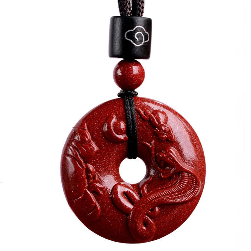 KarmaRipple's Chinese Zodiac Cinnabar Peace Buckle Calm Pendant Necklace p30