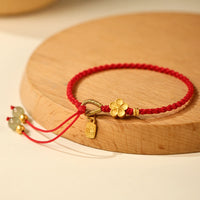 KarmaRipple's Hetian Jade Small Peach Blossom Fu Character Talisman Fortune String Bracelet