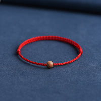 KarmaRipple's Authentic Peach Wood Bead Ward Off Evil Spirits Woven Bracelet