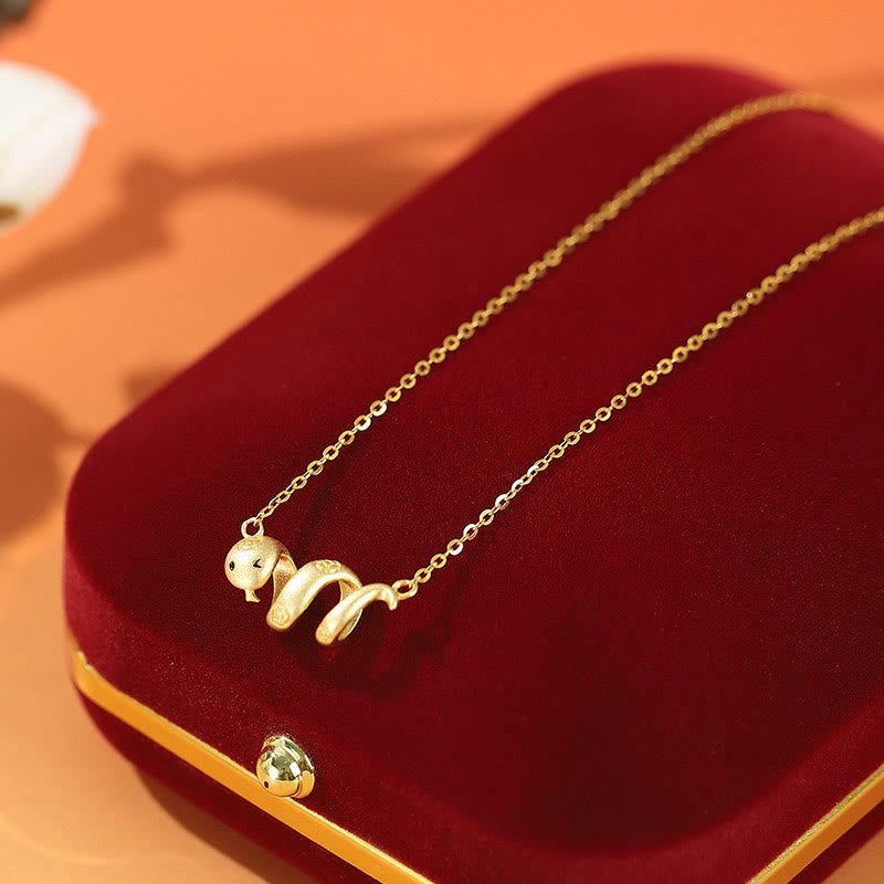 KarmaRipple's 925 Sterling Silver Year Of The Snake Golden Snake Fortune Prosperous Bracelet Pendant Necklace p3