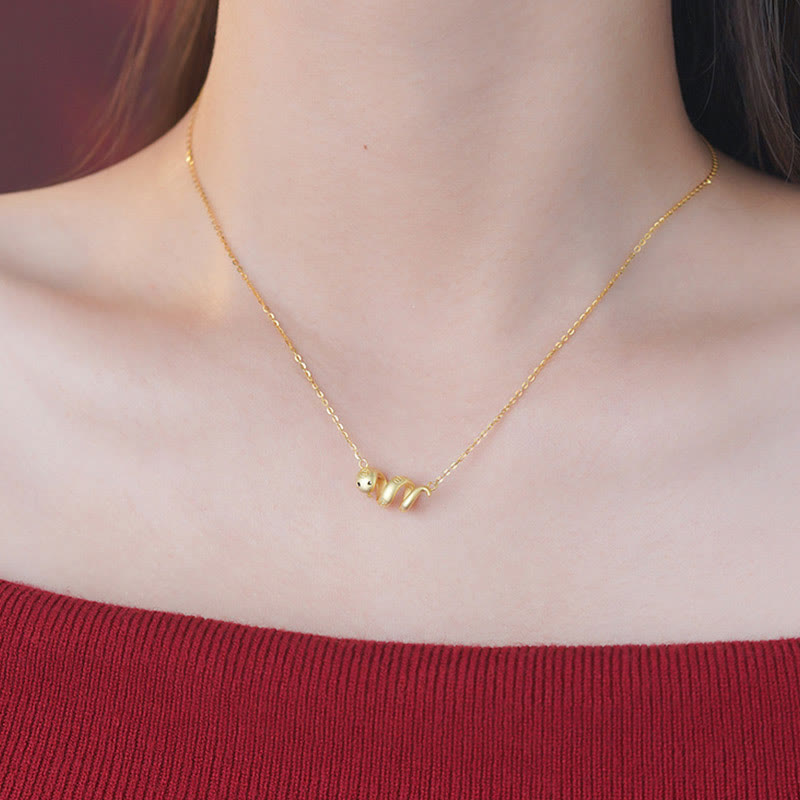 KarmaRipple's 925 Sterling Silver Year Of The Snake Golden Snake Fortune Prosperous Bracelet Pendant Necklace p20