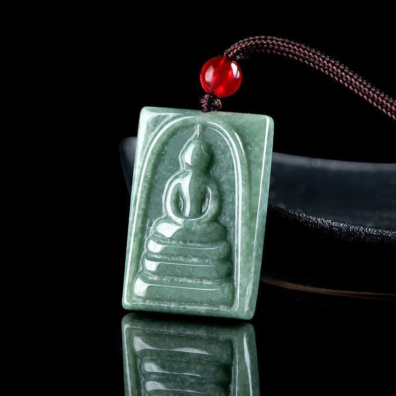 KarmaRipple's Formless Buddha Jade Square Amulet Prosperity String Pendant Necklace p4