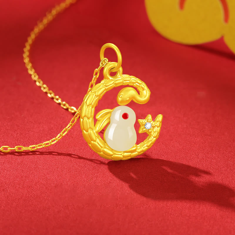 KarmaRipple's 999 Gold Snake Around Rabbit Year Of The Snake Fortune Pendant Necklace p13