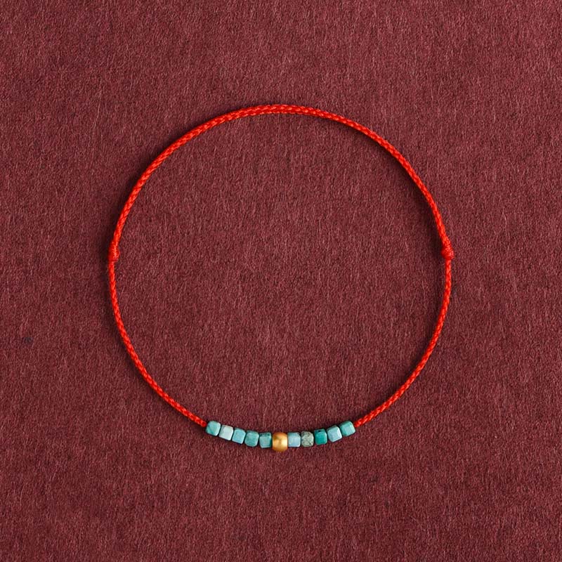 KarmaRipple's 999 Gold Beadwork Turquoise Protection Woven Bracelet Anklet p16