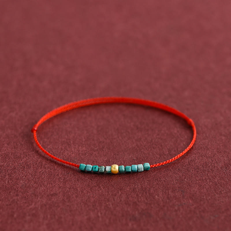 KarmaRipple's 999 Gold Beadwork Turquoise Protection Woven Bracelet Anklet p9