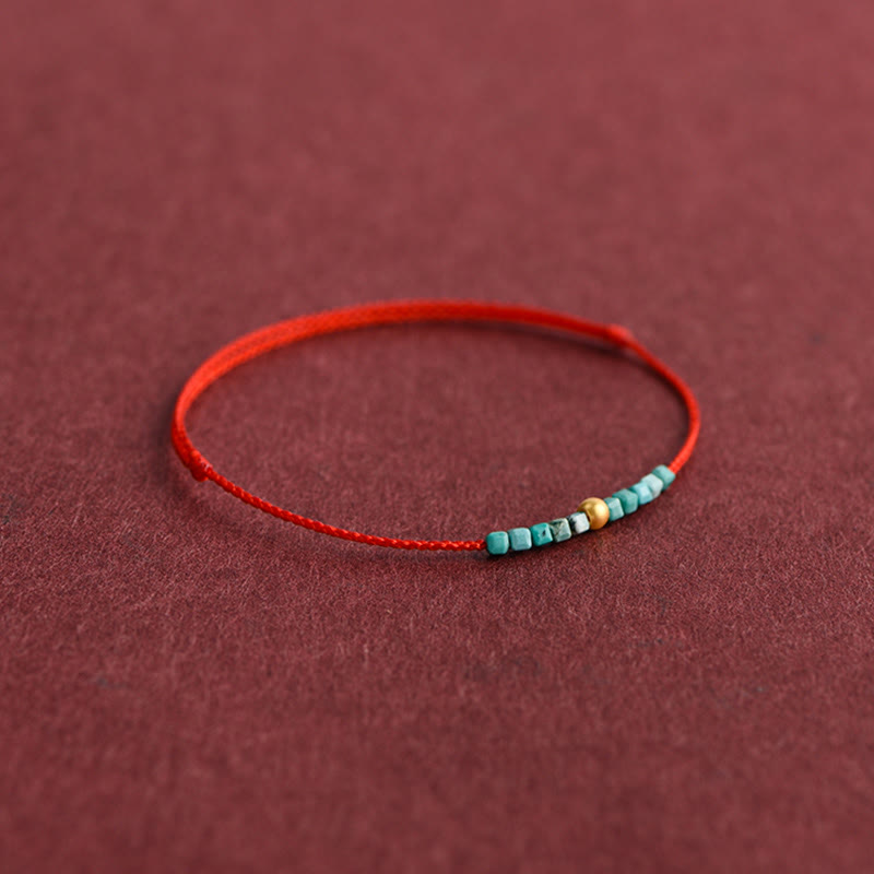 KarmaRipple's 999 Gold Beadwork Turquoise Protection Woven Bracelet Anklet p10