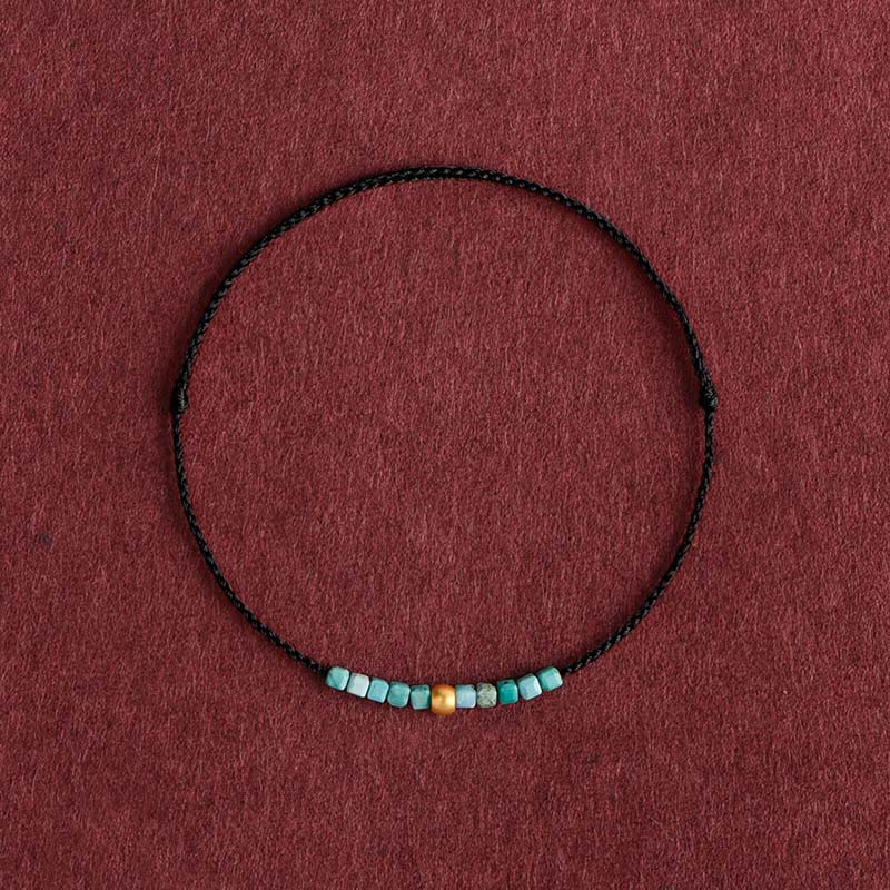 KarmaRipple's 999 Gold Beadwork Turquoise Protection Woven Bracelet Anklet p3
