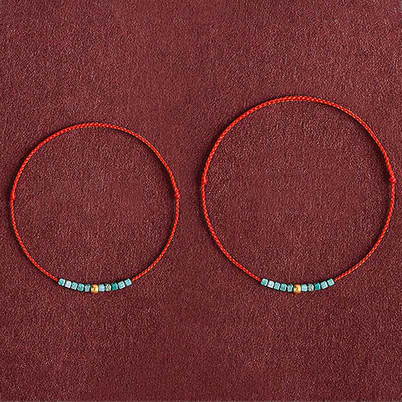 KarmaRipple's 999 Gold Beadwork Turquoise Protection Woven Bracelet Anklet p12