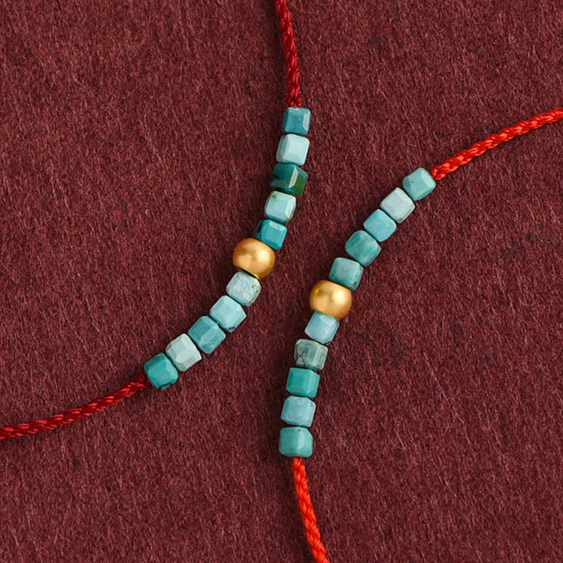 KarmaRipple's 999 Gold Beadwork Turquoise Protection Woven Bracelet Anklet p4