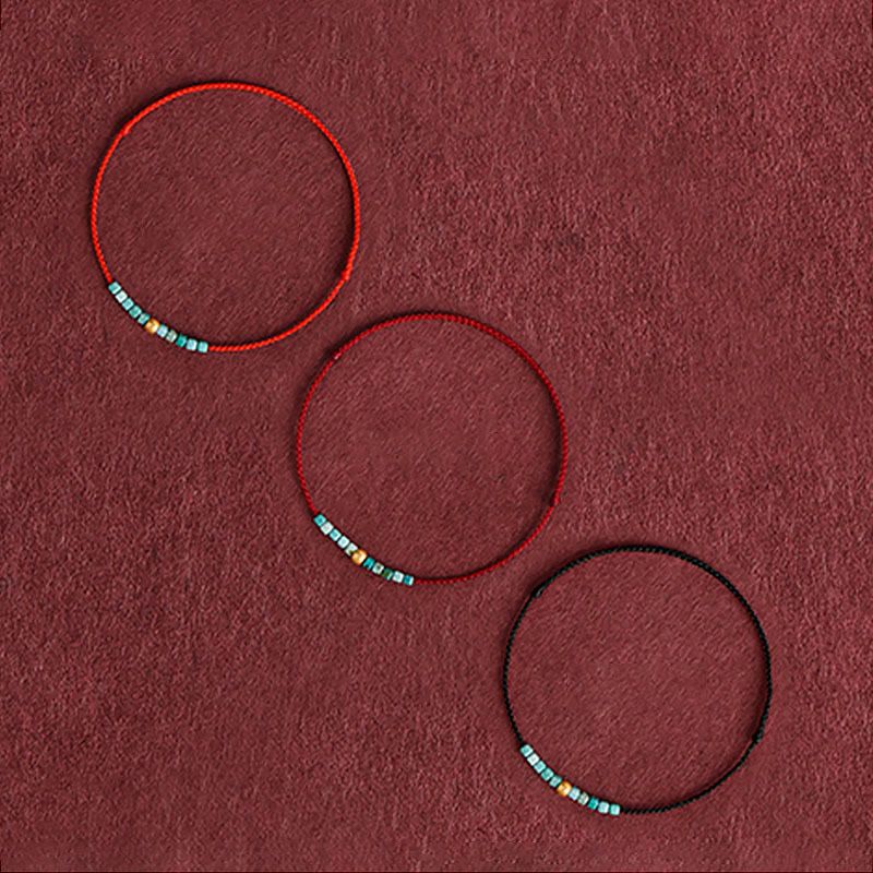 KarmaRipple's 999 Gold Beadwork Turquoise Protection Woven Bracelet Anklet p5